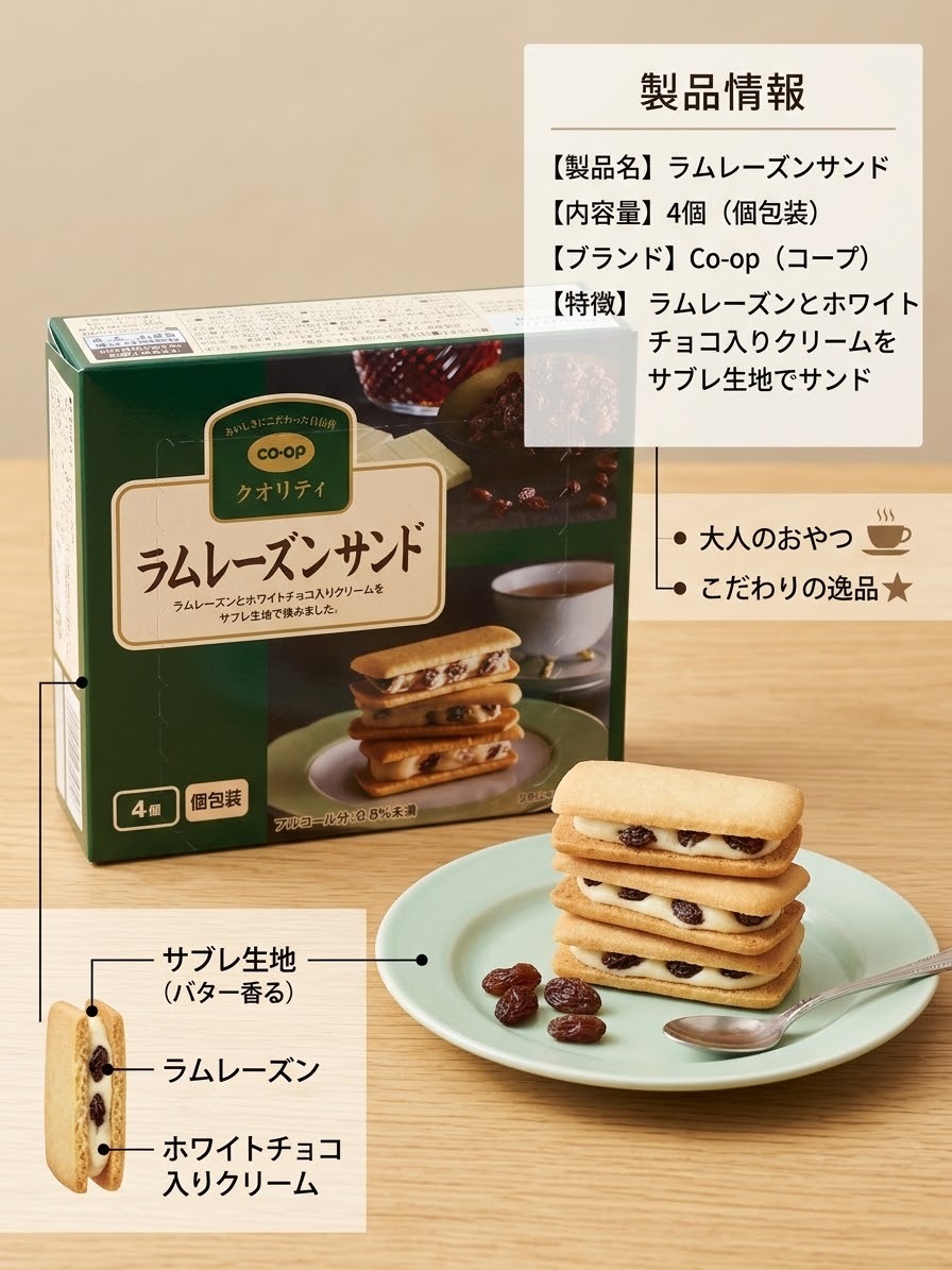 日本 CO.OP 蘭姆葡萄奶油餅乾（J2610 CO846）