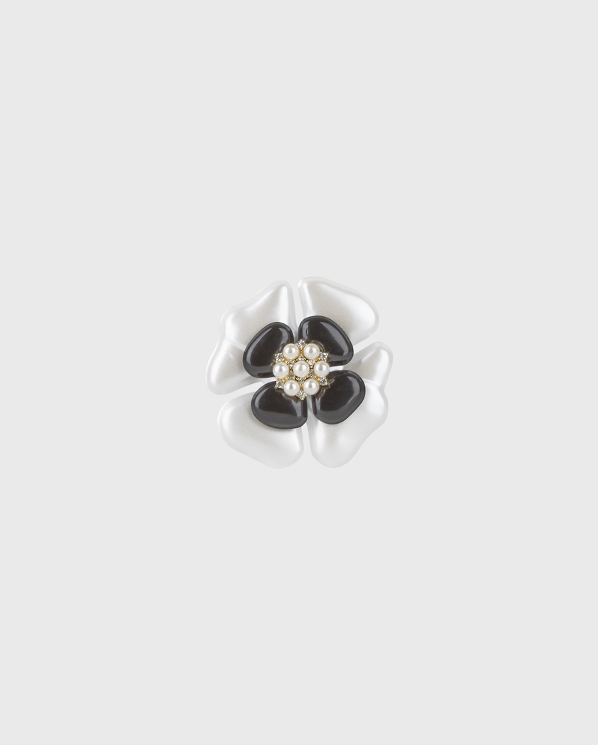1AF1013-120 [ANNE FONTAINE] Hortense 胸針 黑色/白色 #H25A03500 (EU)