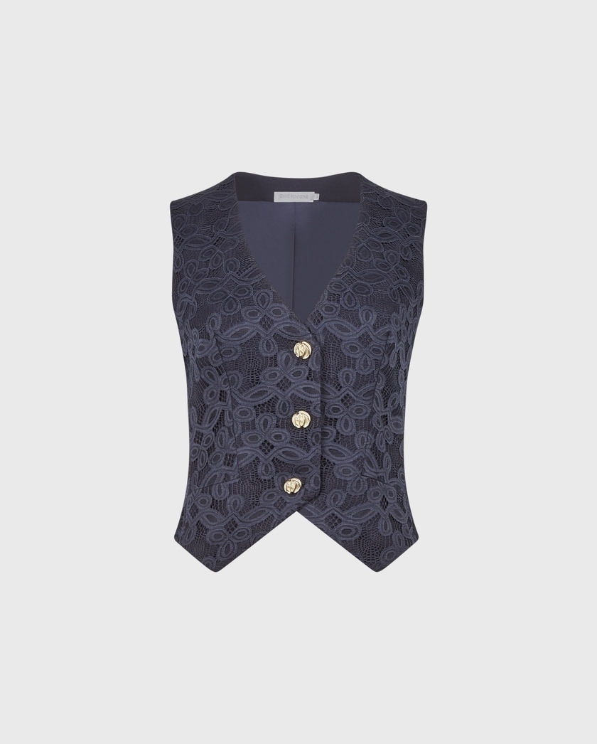 1AF1013-151 [ANNE FONTAINE] Jaddy 背心／馬甲 深藍色 #P26F091516 (EU)
