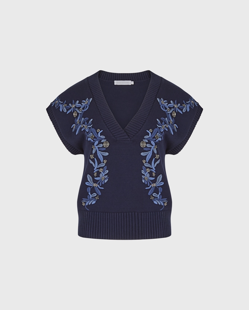 1AF1013-189 [ANNE FONTAINE] Gilliane 套頭針織衫 亮海軍藍 #H26F362513 (EU)