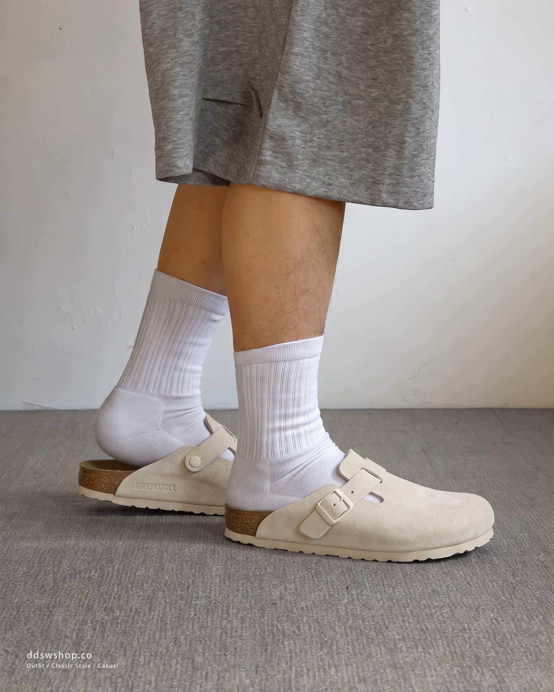 “現貨” Birkenstock Boston "Antique White" 勃肯拖鞋 骨董白 麂皮