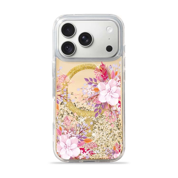 【特惠款】iPhone 17/18 Pro Max  淡粉櫻花閃耀金鏡面殼 (MagSafe)