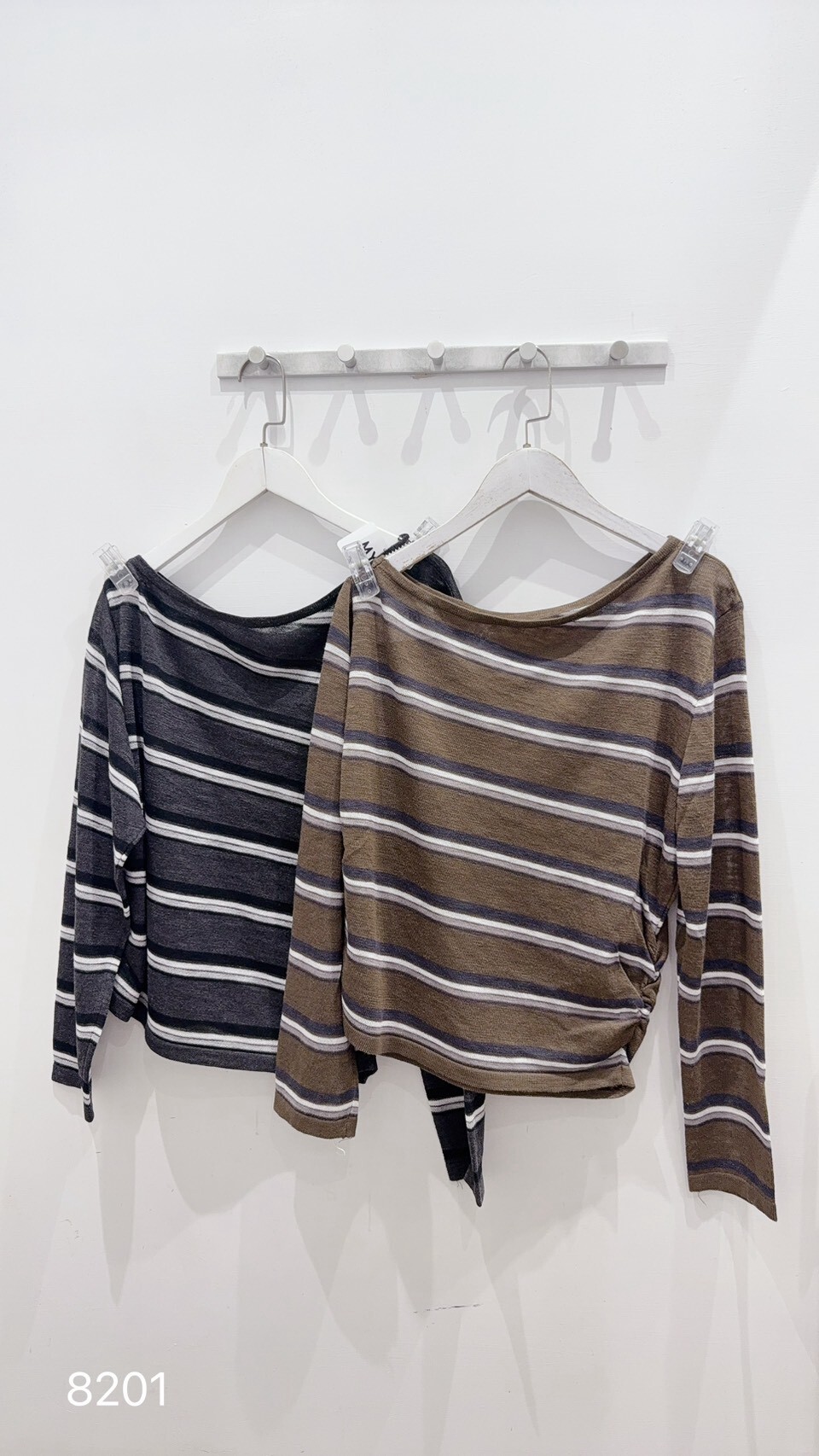 Sheer striped off-shoulder top