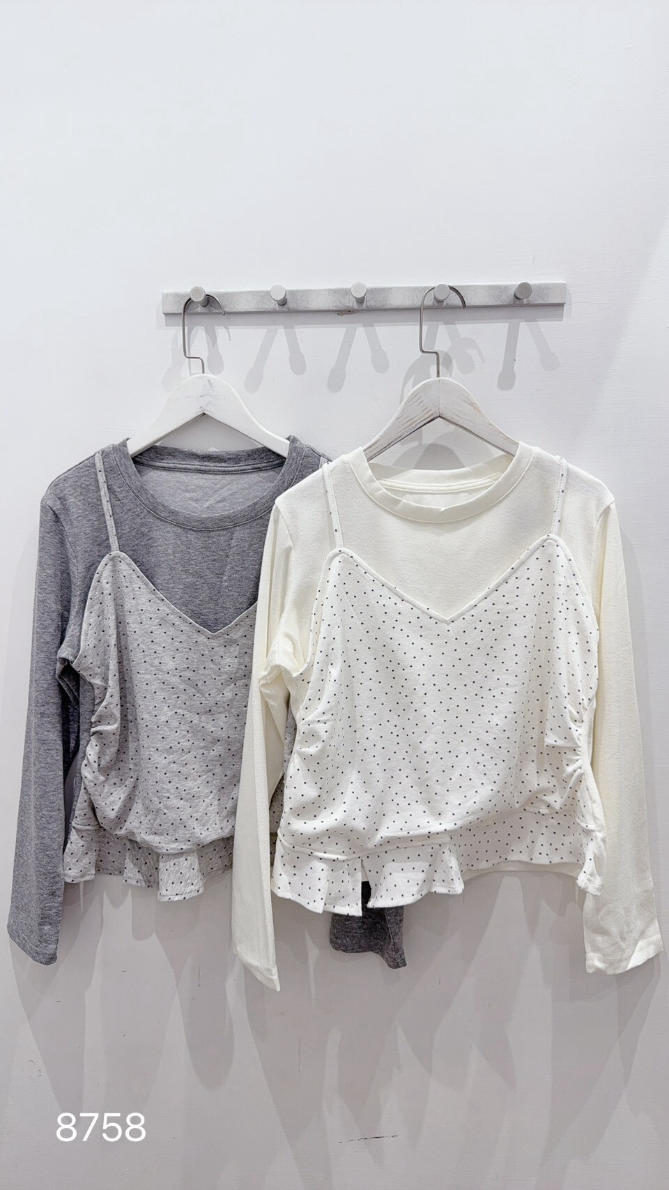 Faux two-piece star long-sleeved top