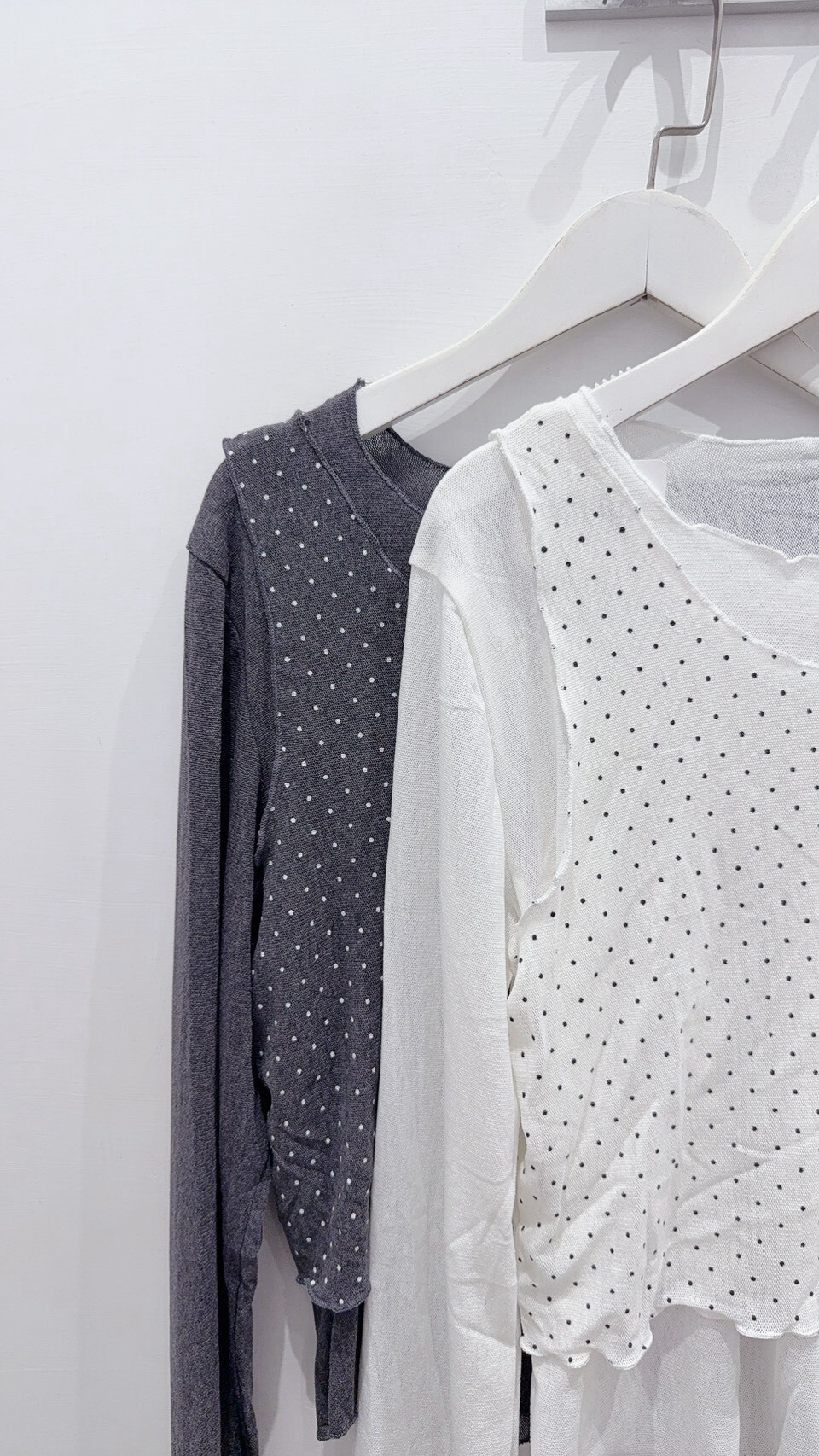 slightly sheer polka dot vest top with rolled hem