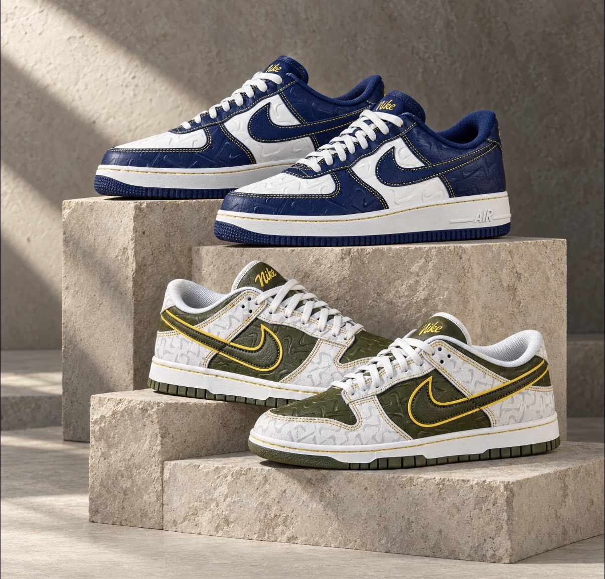 【APAIR】預購 NIKE AIR FORCE 1 '07 海軍藍 滿版勾勾 立體浮雕 車縫 IX7257-133