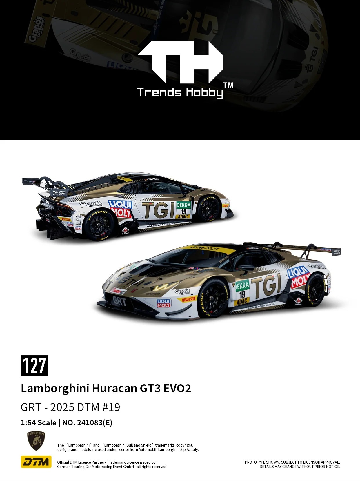 Trends Hobby Diecast 1/64 Lamborghini Huracán GT3 EVO2－DTM 2025 #19