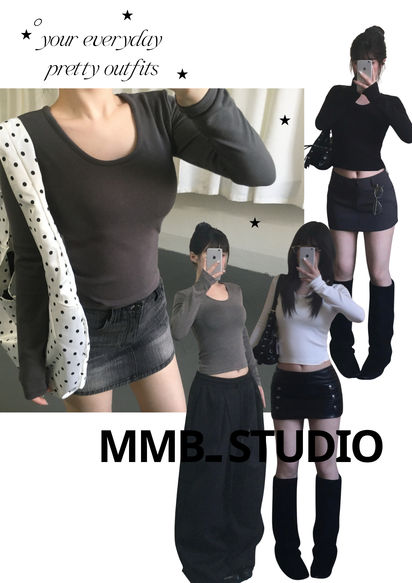 日常萬用U領胸墊長tee