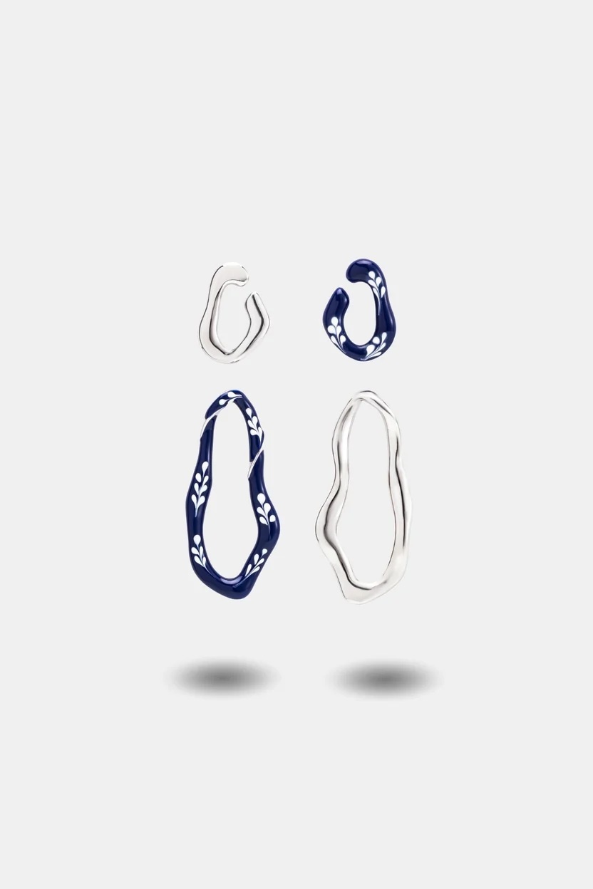 EP Varia 2-in-1 Earrings — Blue & Silver (VE001-3)
