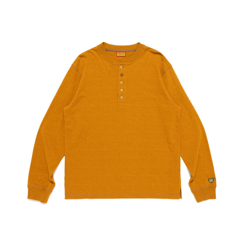 預購┃日本製 HUMAN MADE HENLEY NECK SHIRT 愛心 亨利領 華夫格 長袖 上衣