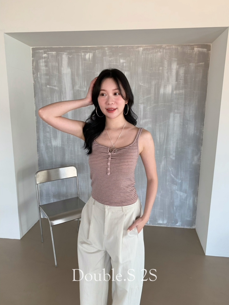 大方領條紋Bra top*4色