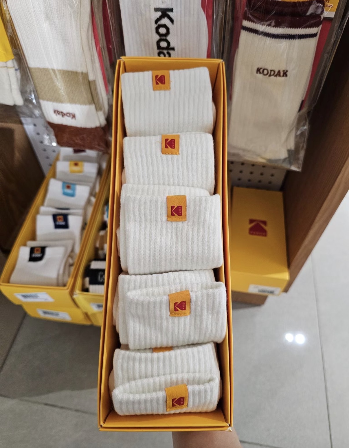 【韓國限時連線🇰🇷 10/19 晚上12點準時收單！！】Kodak Basic Label Crew Socks 5 Set 柯達 經典咬標 中筒襪 五件組 K6343LSC70