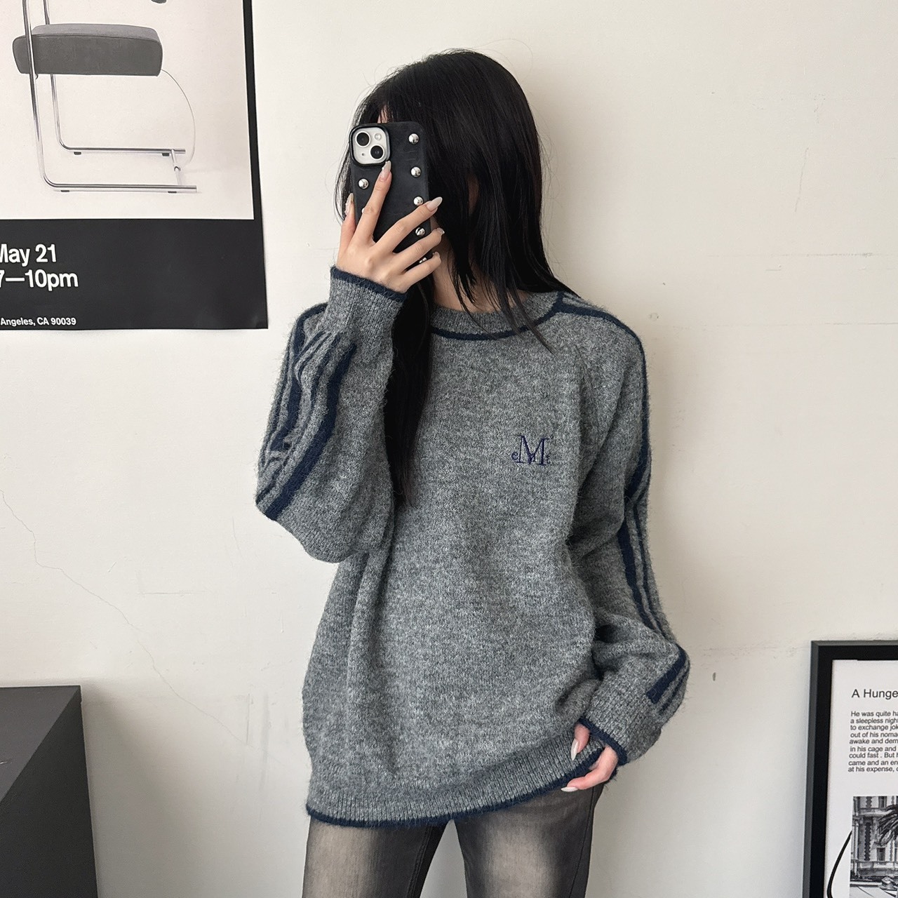 （現貨）MUCENT HERNE 線條 插肩袖 毛衣 P00000PL