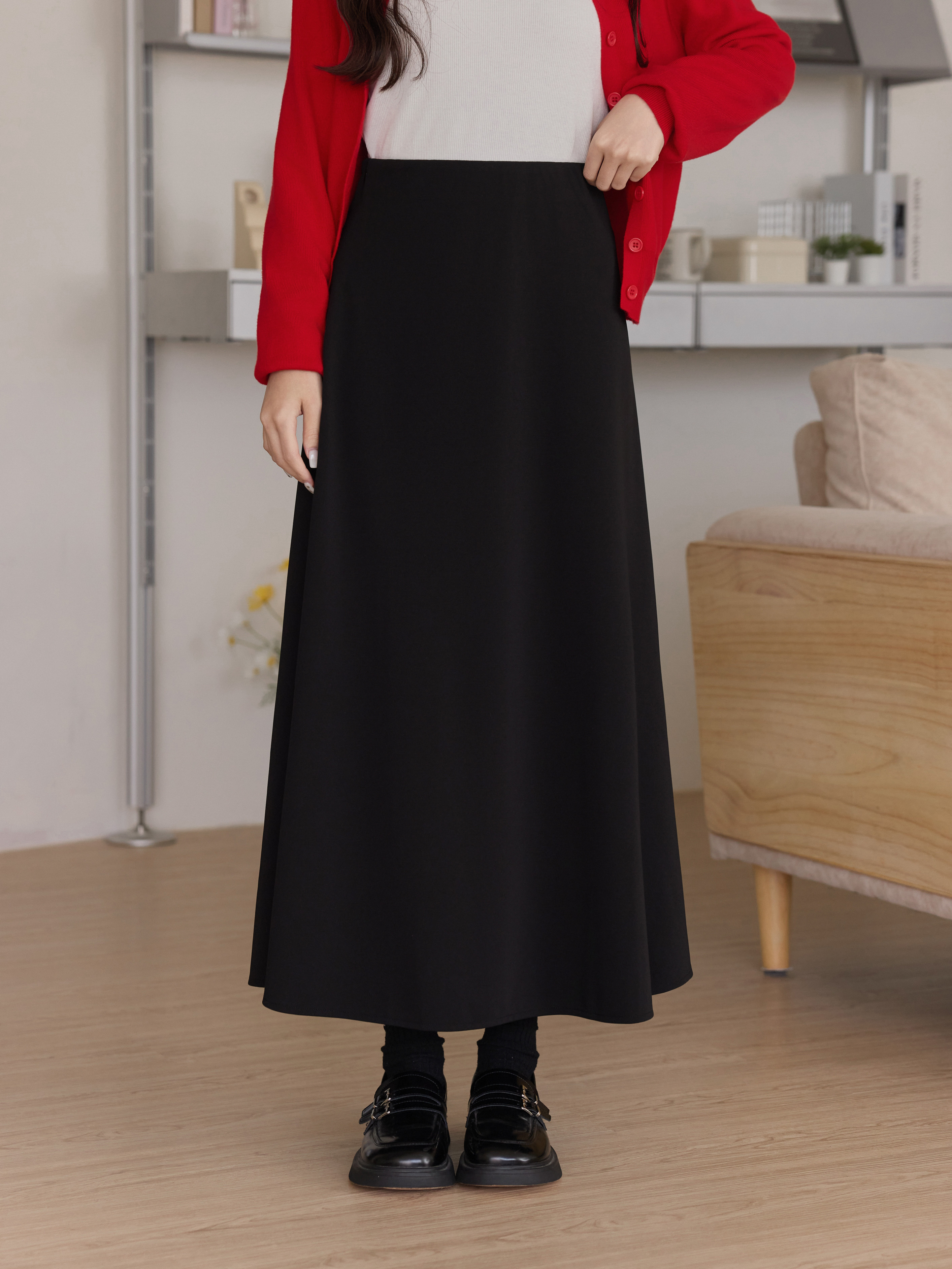 Custom Elegant Draped Slimming Maxi Skirt