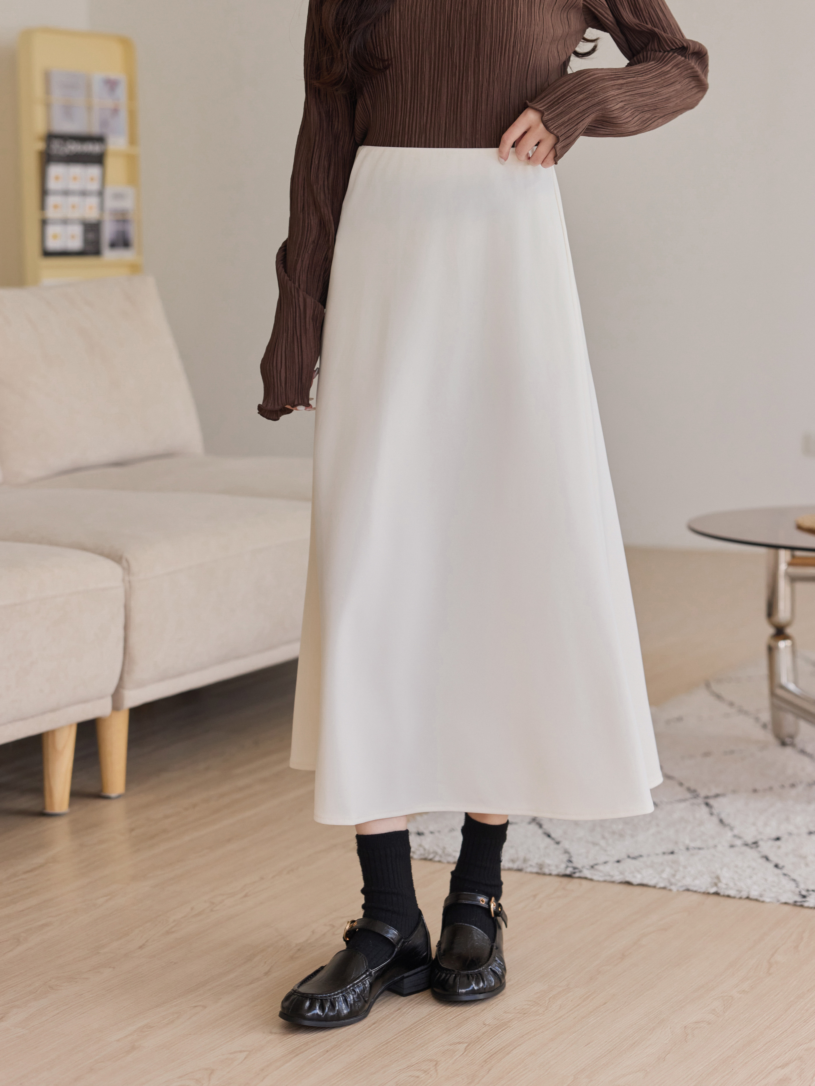 Custom Elegant Draped Slimming Maxi Skirt