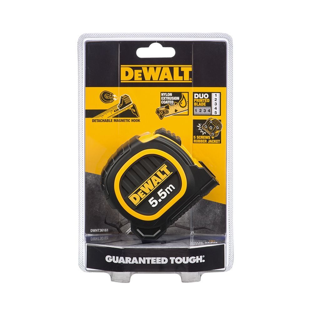 DEWALT 美國 得偉｜5.5M 橡膠雙面捲尺 5.5米 測量尺｜全公分mm｜測量卷尺｜DWHT36161｜公司貨