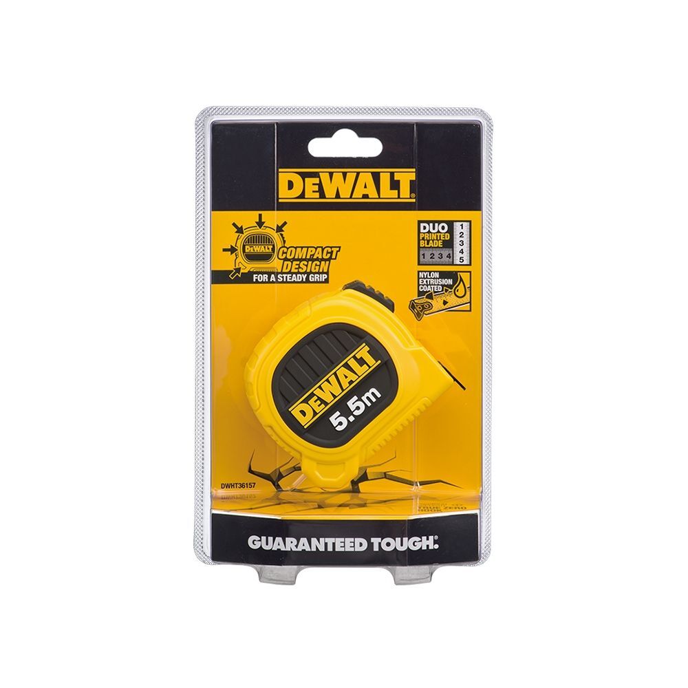 DEWALT 美國 得偉｜5.5M 黃色雙面捲尺 5.5米｜全公分mm｜測量卷尺｜DWHT36157｜公司貨