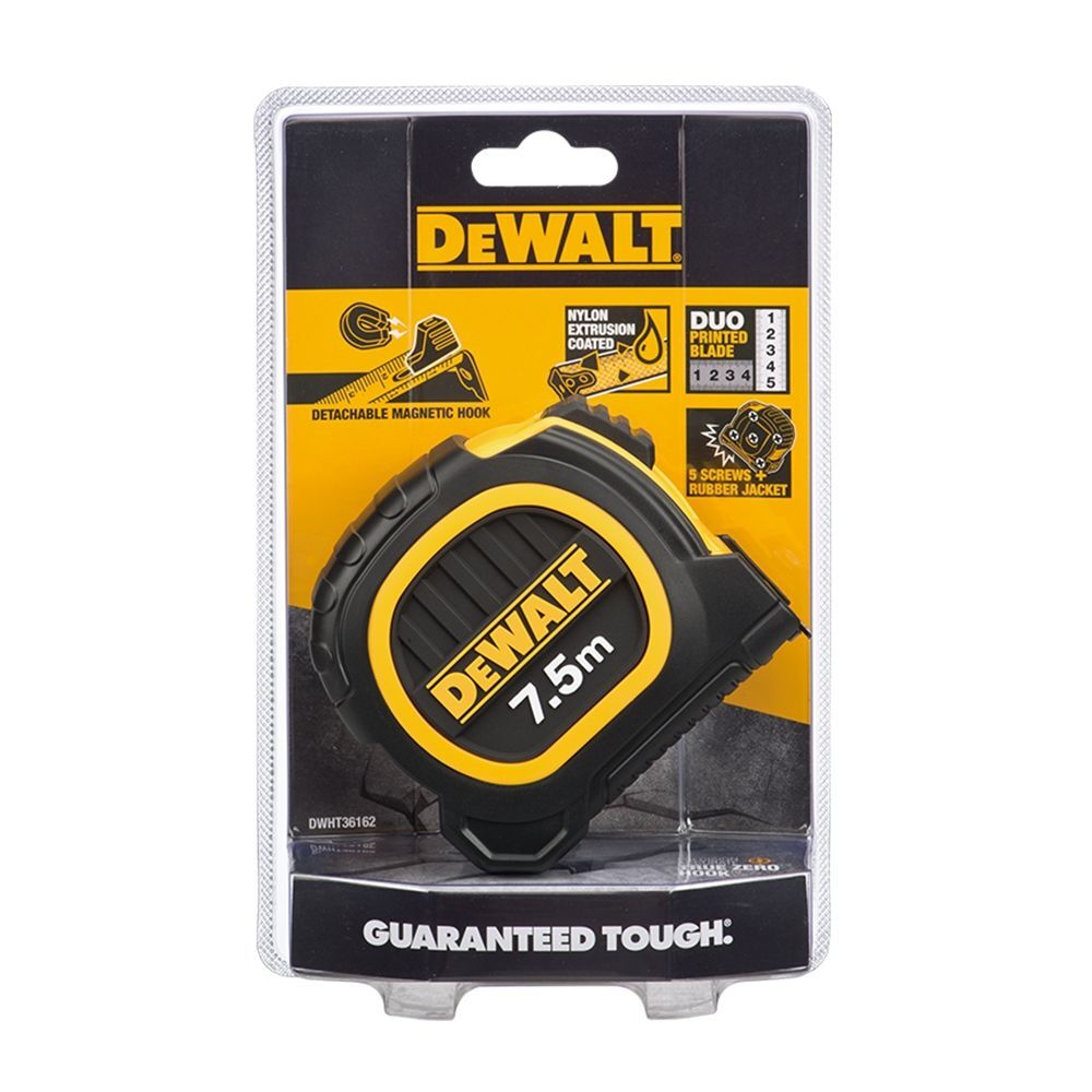 DEWALT 美國 得偉｜7.5M 橡膠雙面捲尺 7.5米｜全公分mm｜測量卷尺｜DWHT36162｜公司貨