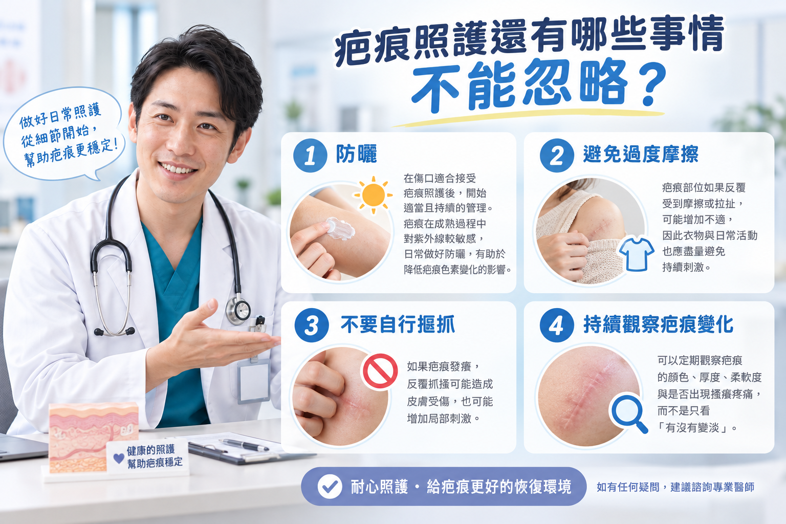 疤痕照護還有哪些不能忽略的事