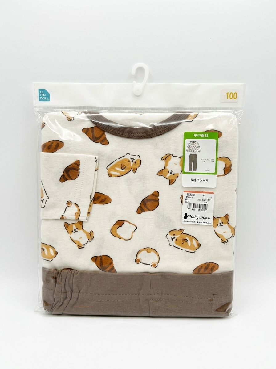 【Nishimatsuya】Corgi & Bakery Kids Long-Sleeve Pajamas Set