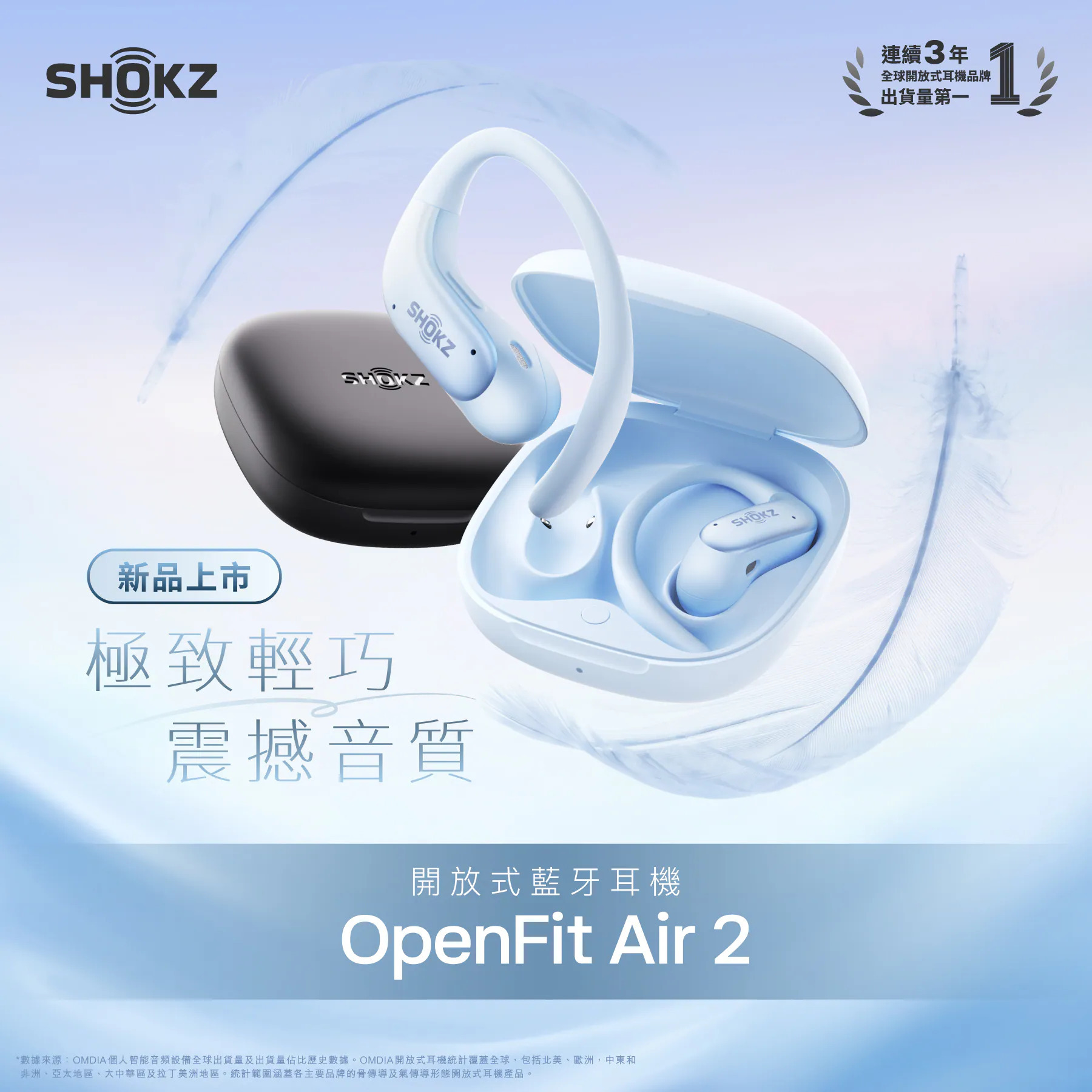 Shokz OpenFit Air 2 (T520) 開放式藍牙耳機｜Open-Ear 真無線耳機
