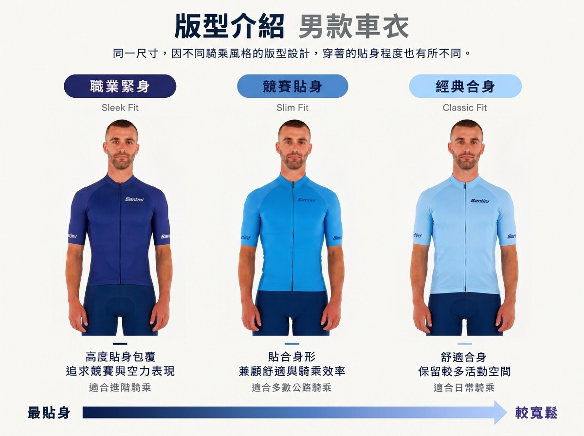 Santini 男性車衣版型說明