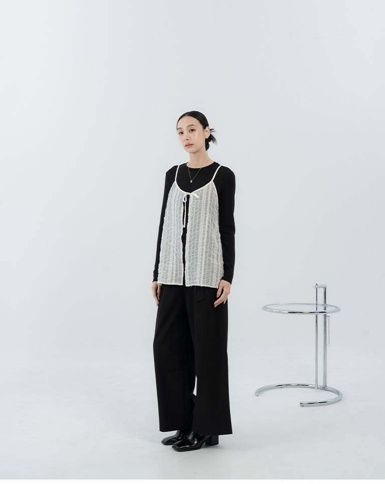 Simple belted tailored suit trousers - black, S/M/L【04030537】in stock+pre-order