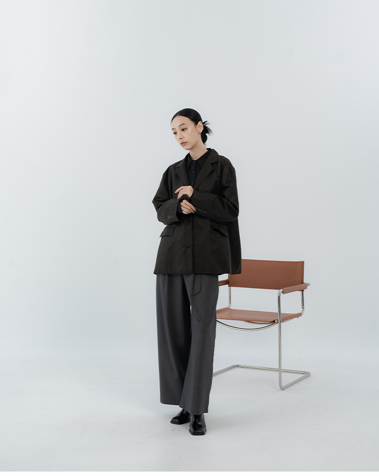 Simple belted tailored suit trousers - gray, S/M/L【04030538】in stock+pre-order