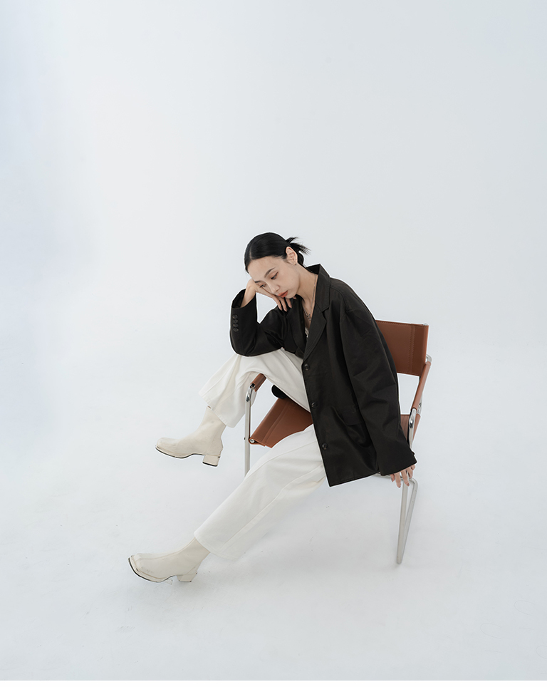 Button-up detail twill trousers - white S/M/L【04102098】in stock+pre-order