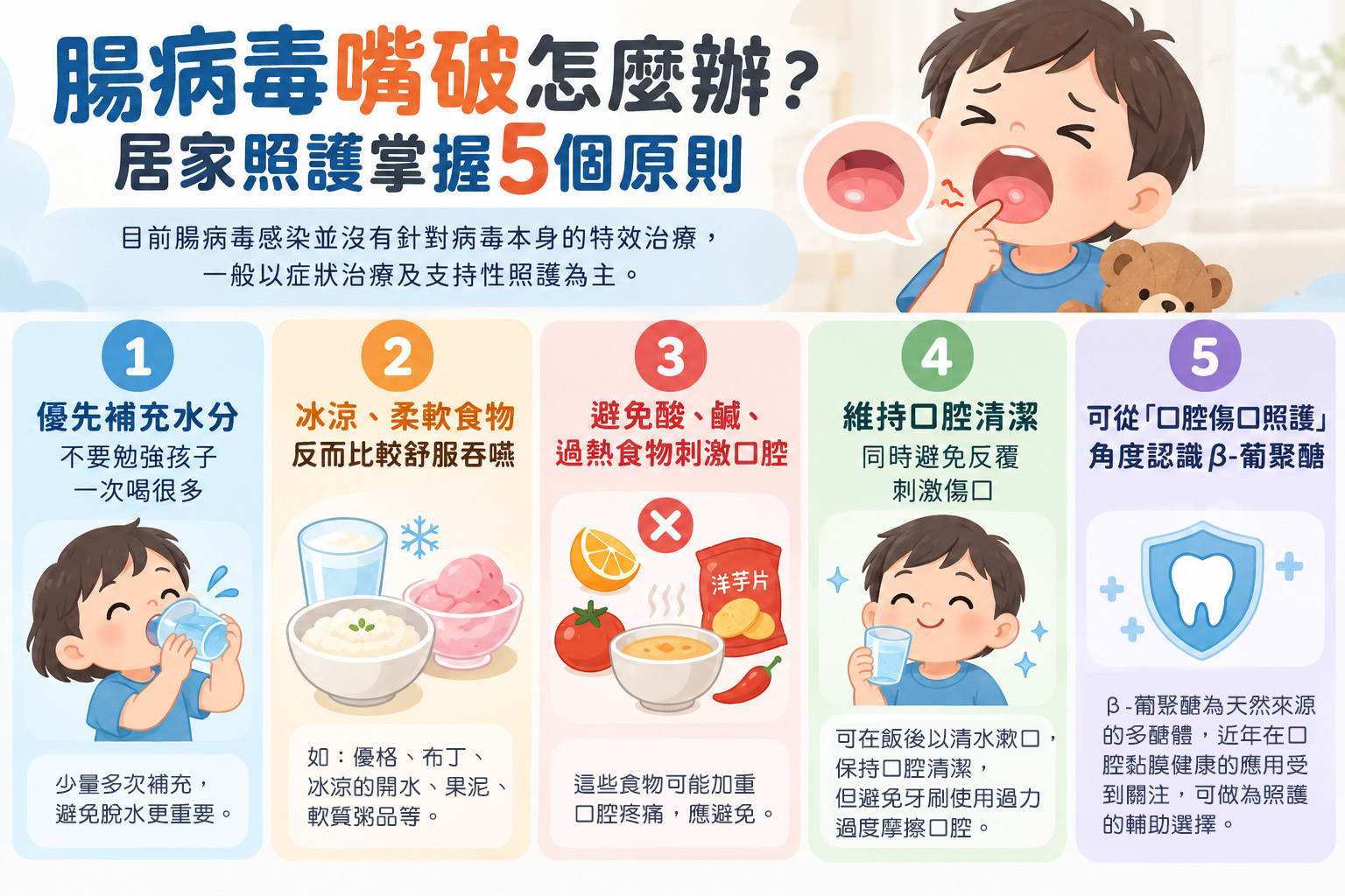 腸病毒嘴破怎麼辦?居家照護掌握5個原則