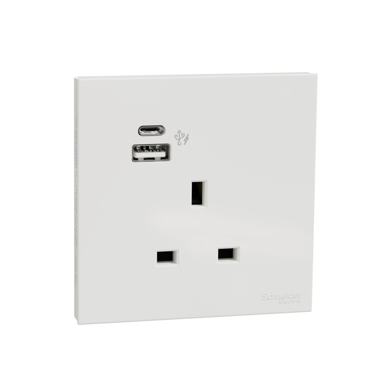 AVATARONC奐然 13A單位連保護門插座連兩位USB充電插座Type+C