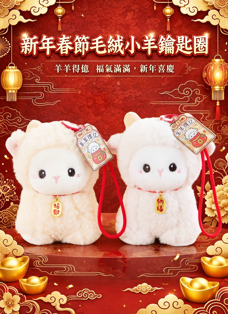 新年春節毛絨小羊鑰匙圈 HN2701