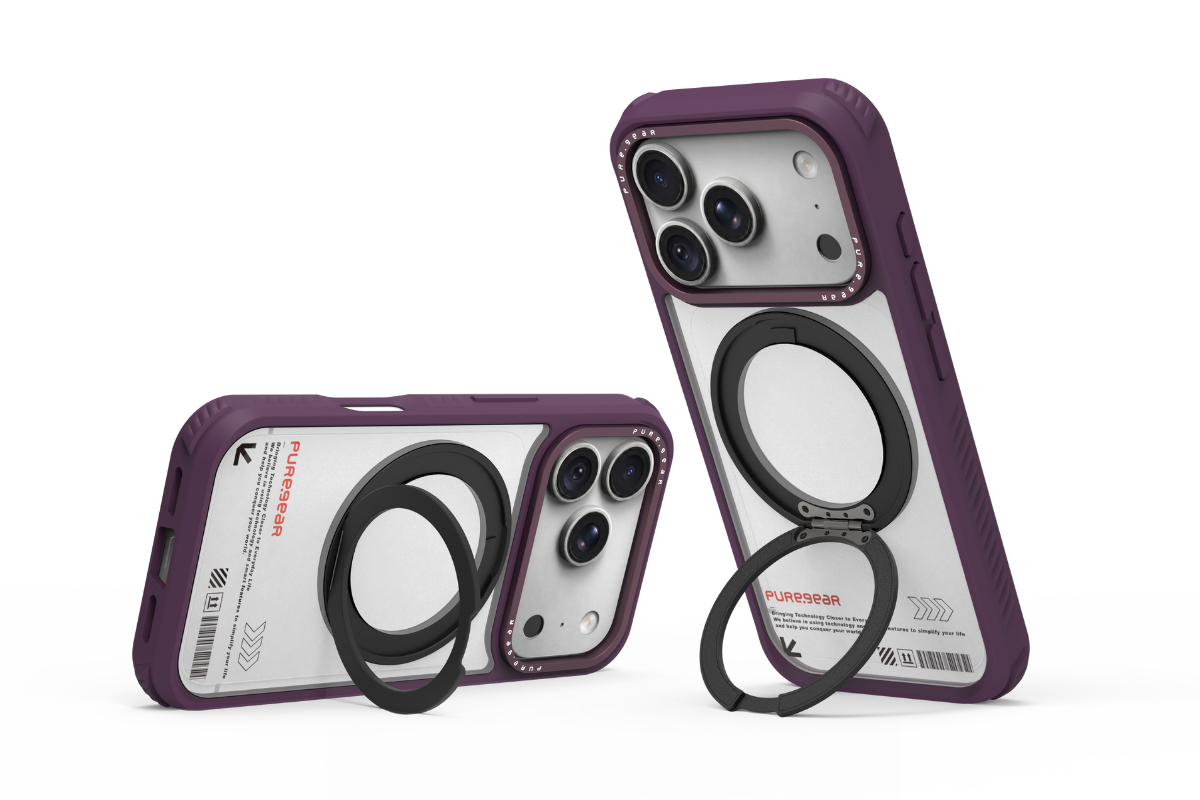 PUREGEAR 普格爾 iPhone 18 冰霧旋轉支架手機殼,霧透背板搭配 360 度旋轉支架