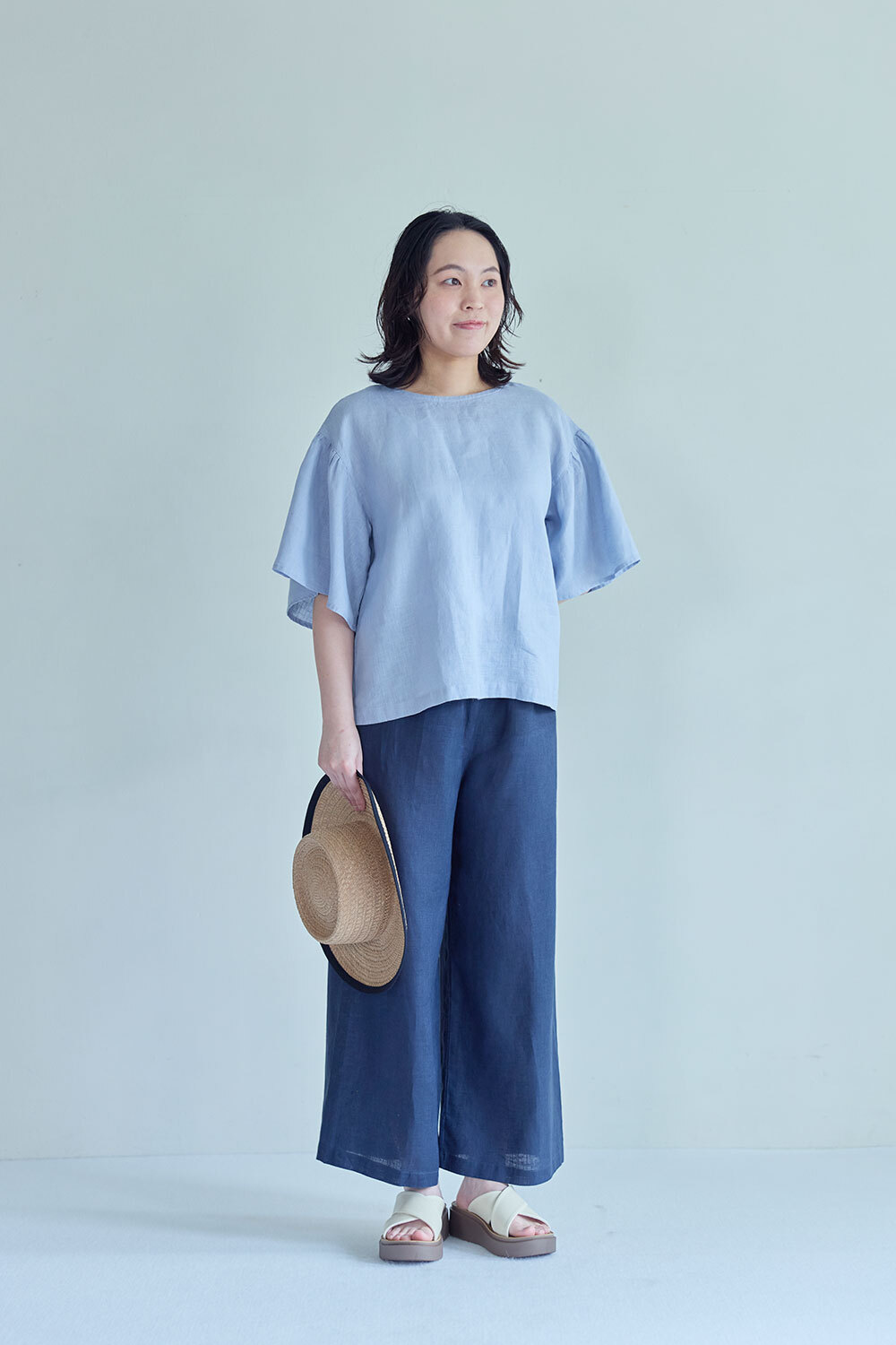 fog linen work - 亞麻襯褲 / 石板藍