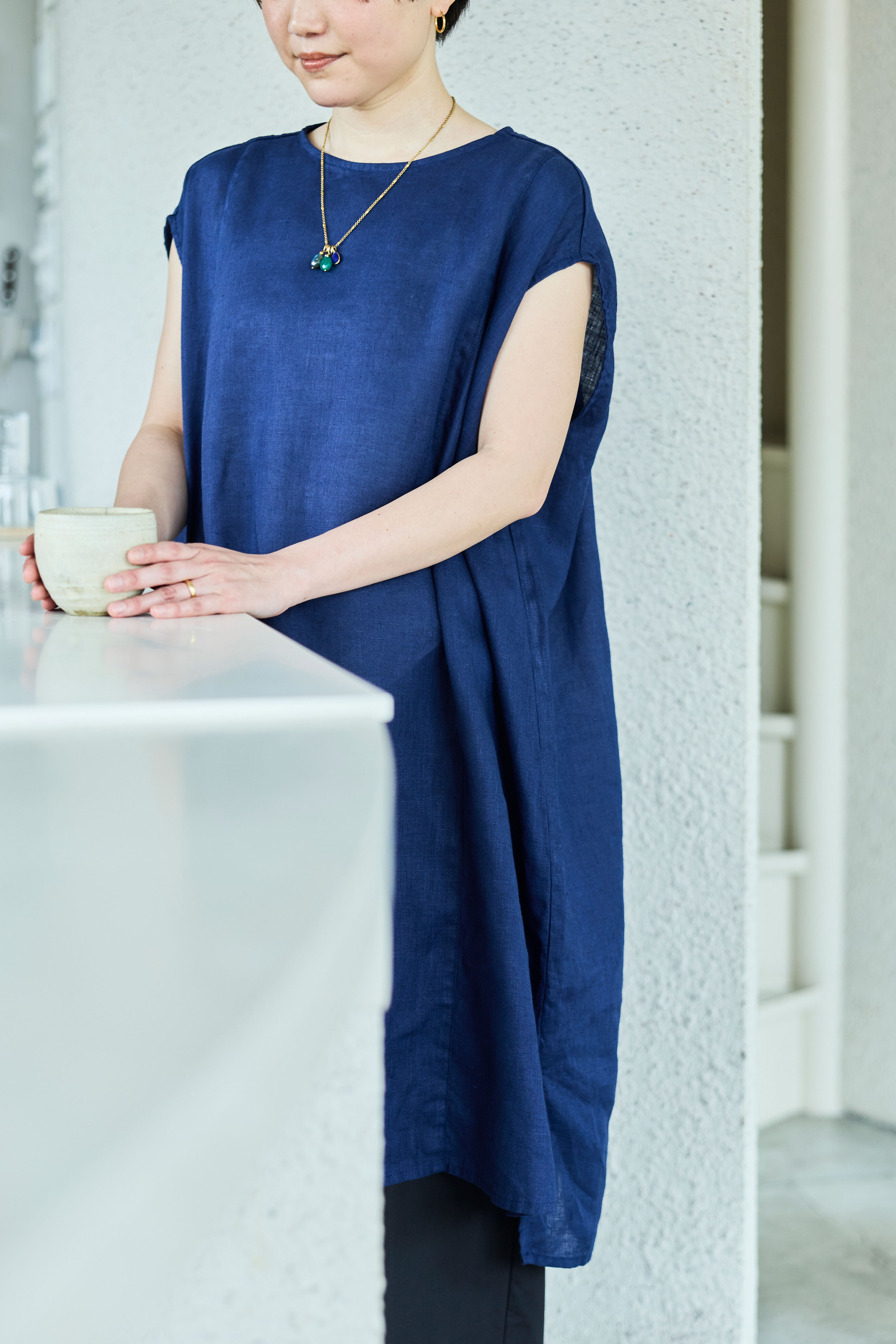 fog linen work - Thalia上衣 靛藍