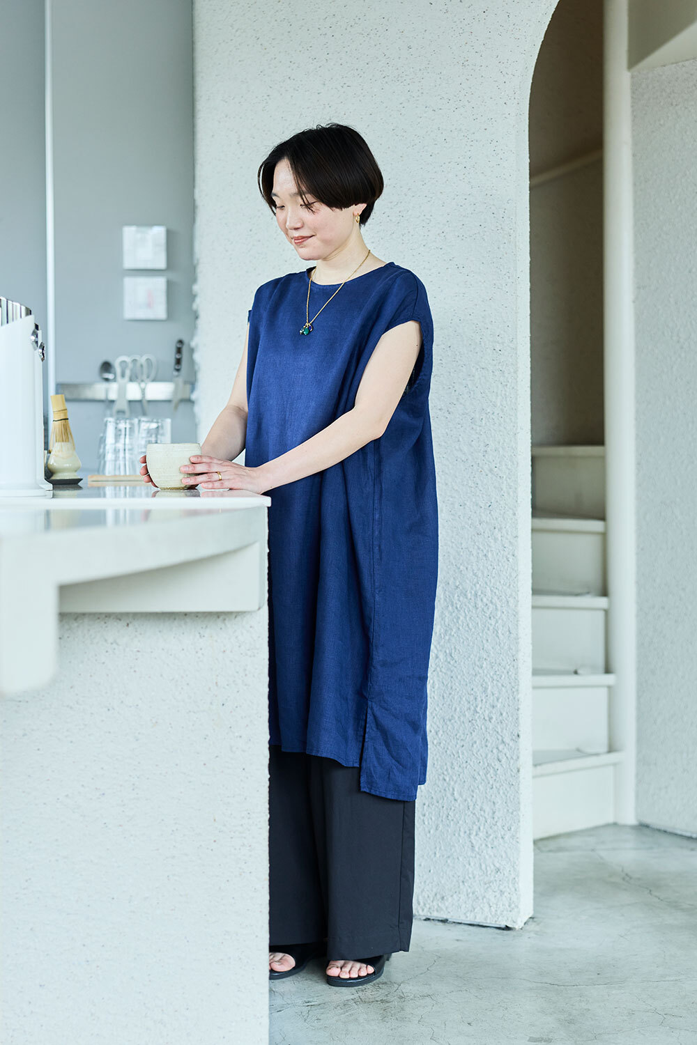 fog linen work - Thalia上衣 靛藍