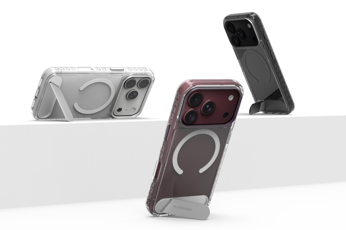 ▲ PUREGEAR 冰鑽系列以晶亮透明背板展現手機原色,並提供磁吸及支架等不同功能款式。