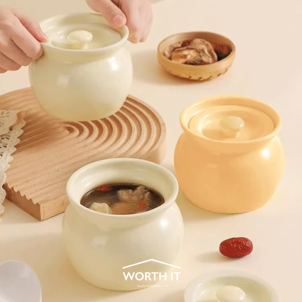 【Worth it渥思】2026聖誕交換禮物指南-奶油風陶瓷小湯盅.附蓋子_400ml
