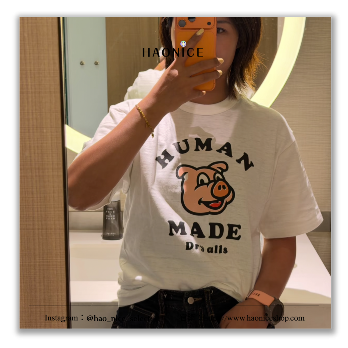 【HAO NICE】日系潮流🔥HUMAN MADE logo字母 豬豬🐽印花 素色 竹節棉短袖 短T
