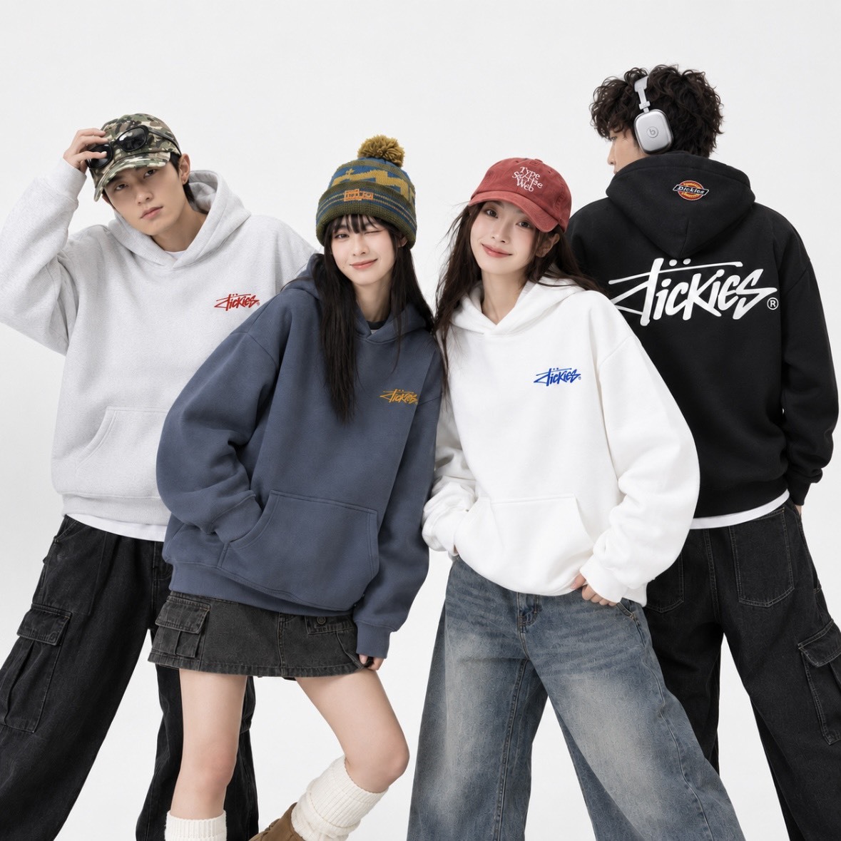 DICKIES 美式街頭 字母LOGO 連帽TEE 男女同款 (四色可選) DKU263MKJYWQ-GCI