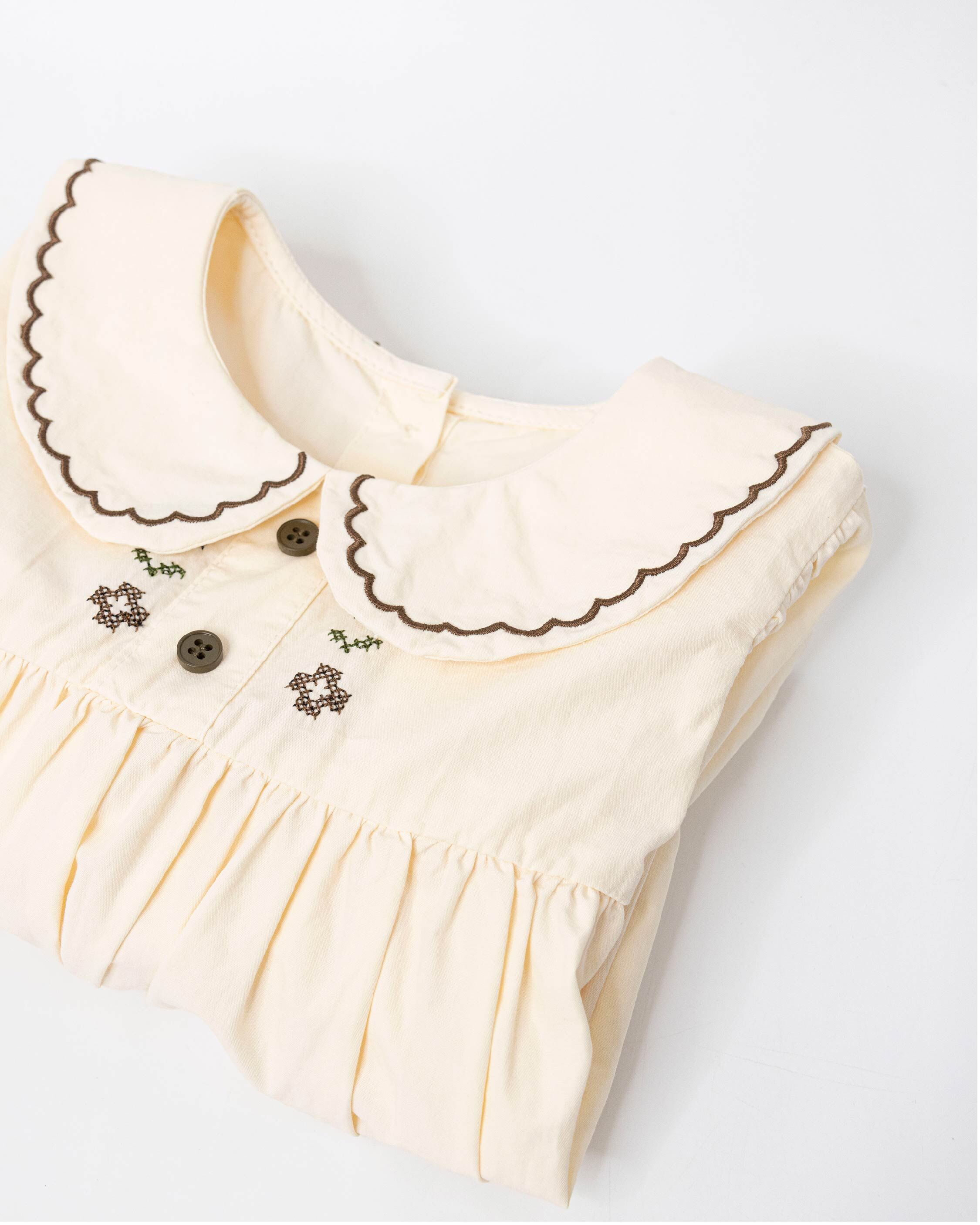 古典幾何刺繡翻領上衣 (H65317)
