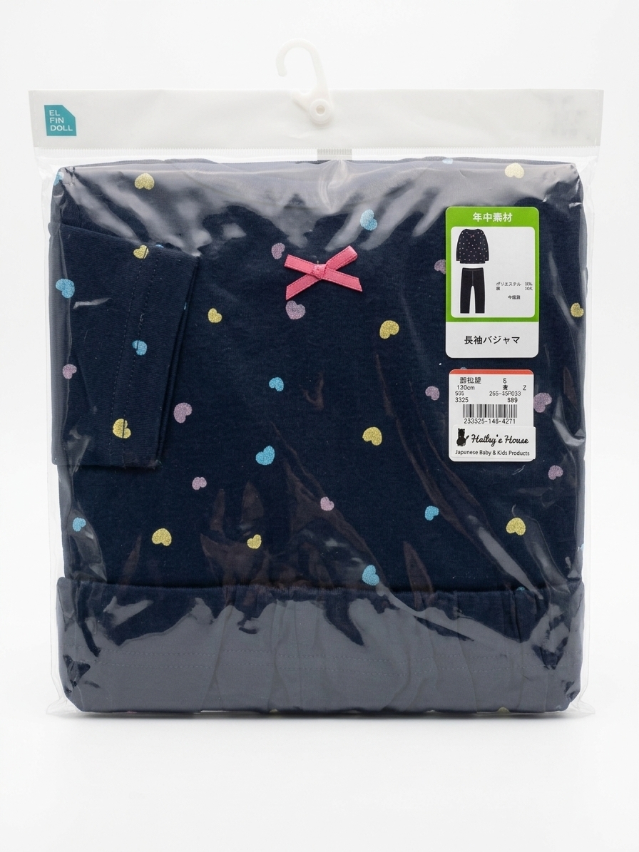 【Nishimatsuya】Rainbow Heart & Bow Kids Long-Sleeve Pajamas Set