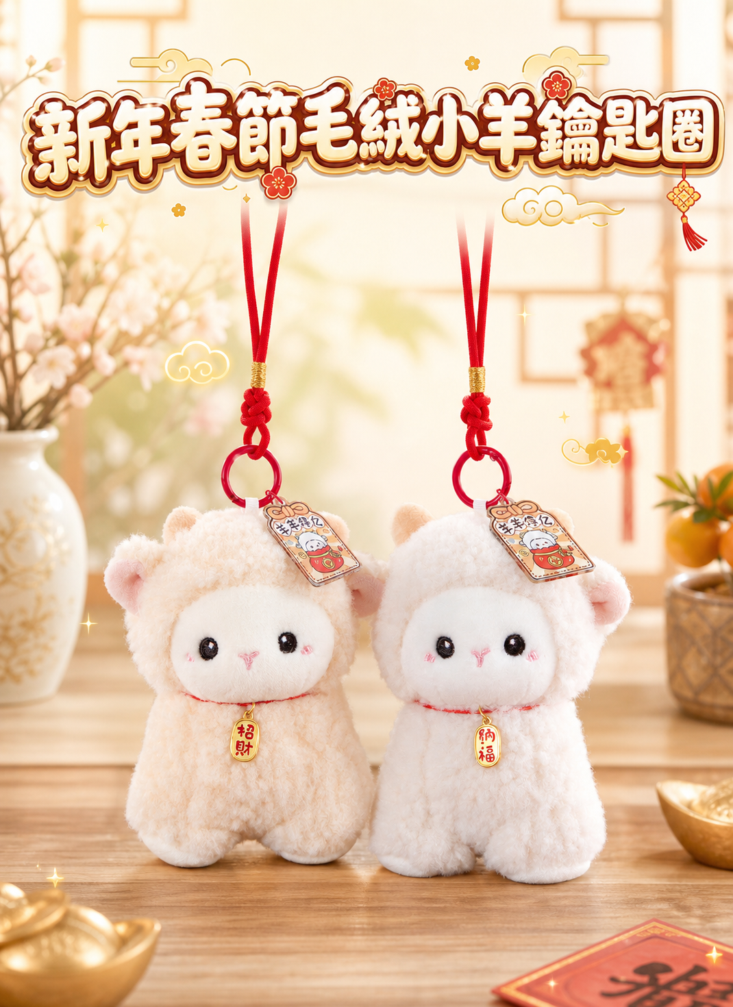 新年春節毛絨小羊鑰匙圈 HN2701