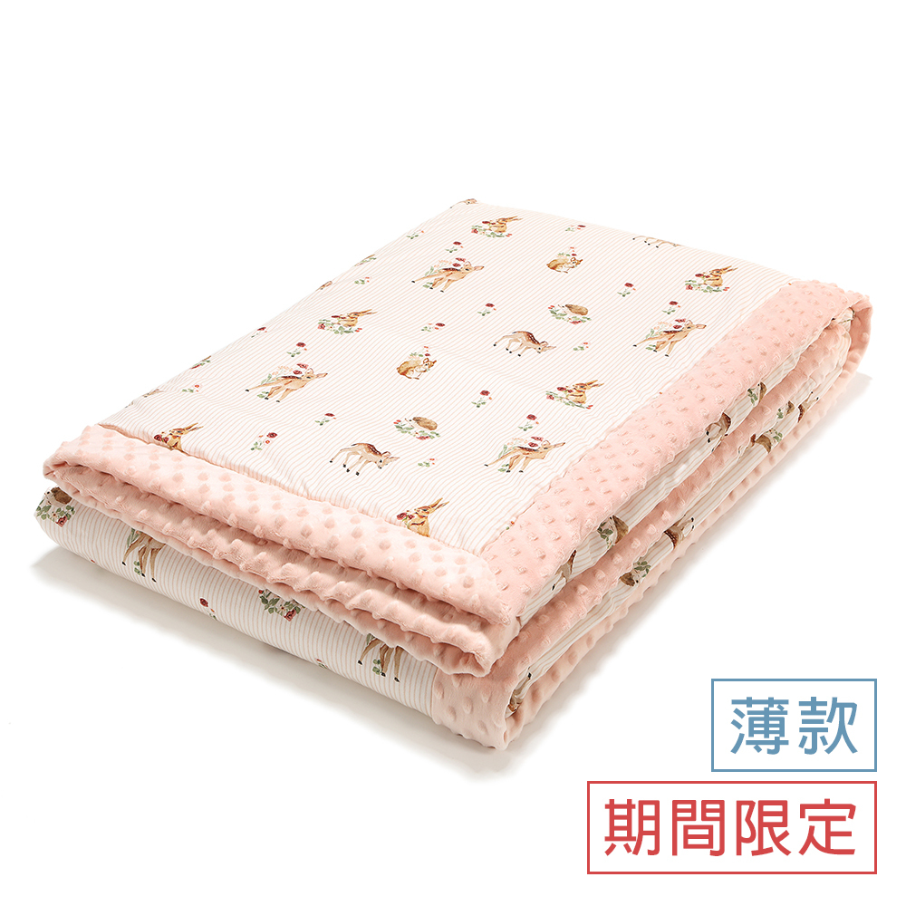 La Millou波蘭 單面巧柔豆豆毯大人款(140x220cm)｜紅花小斑比｜粉嫩氣質膚