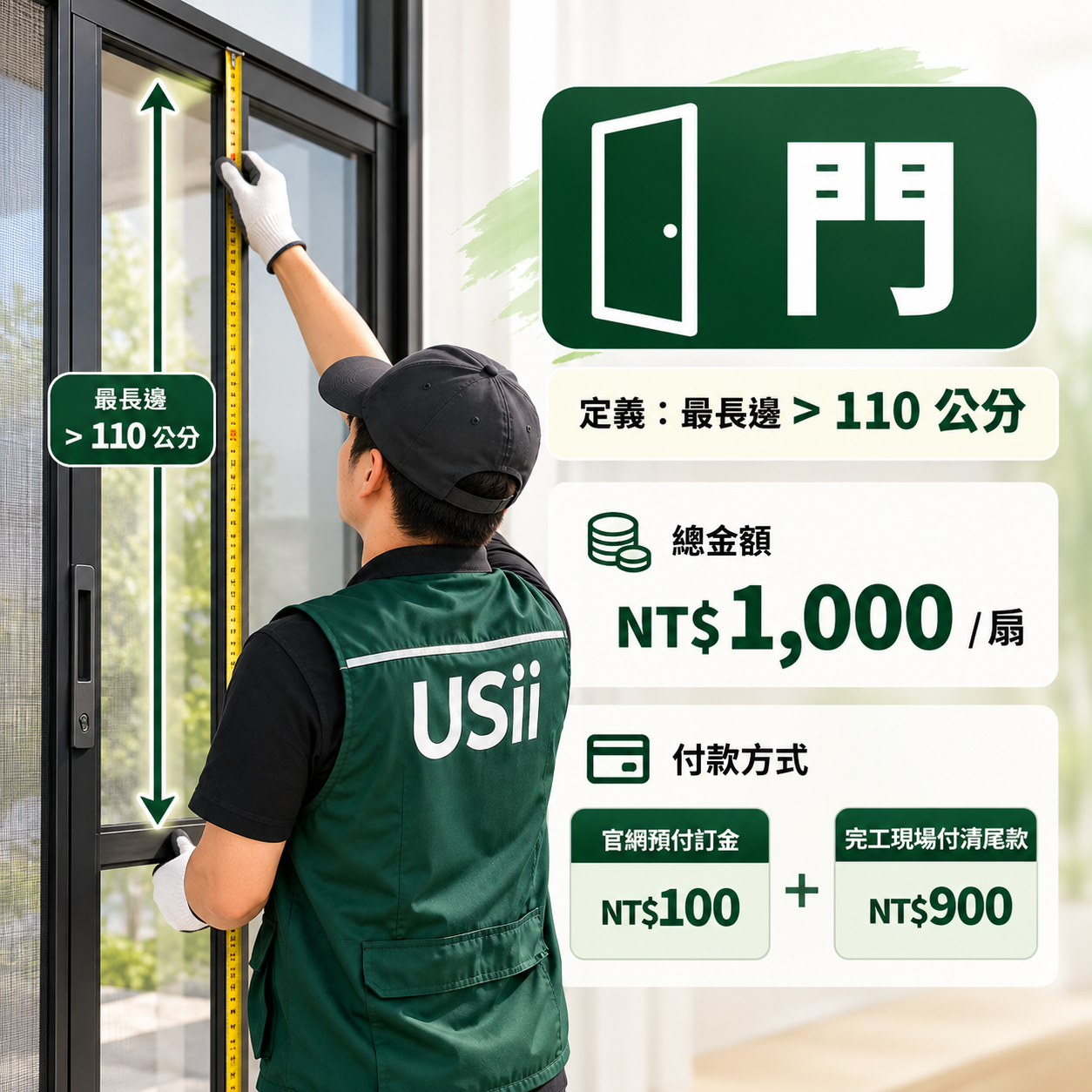 【請單獨下單】台北市｜紗網師傅安裝預約定金