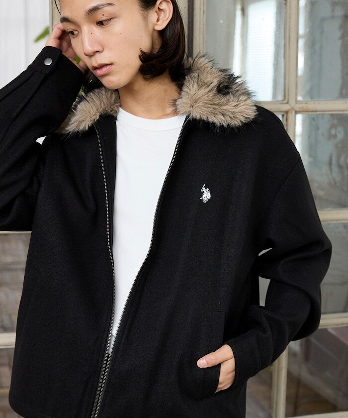 US POLO ASSN. × PUBLUX 可拆毛領 羊毛呢外套