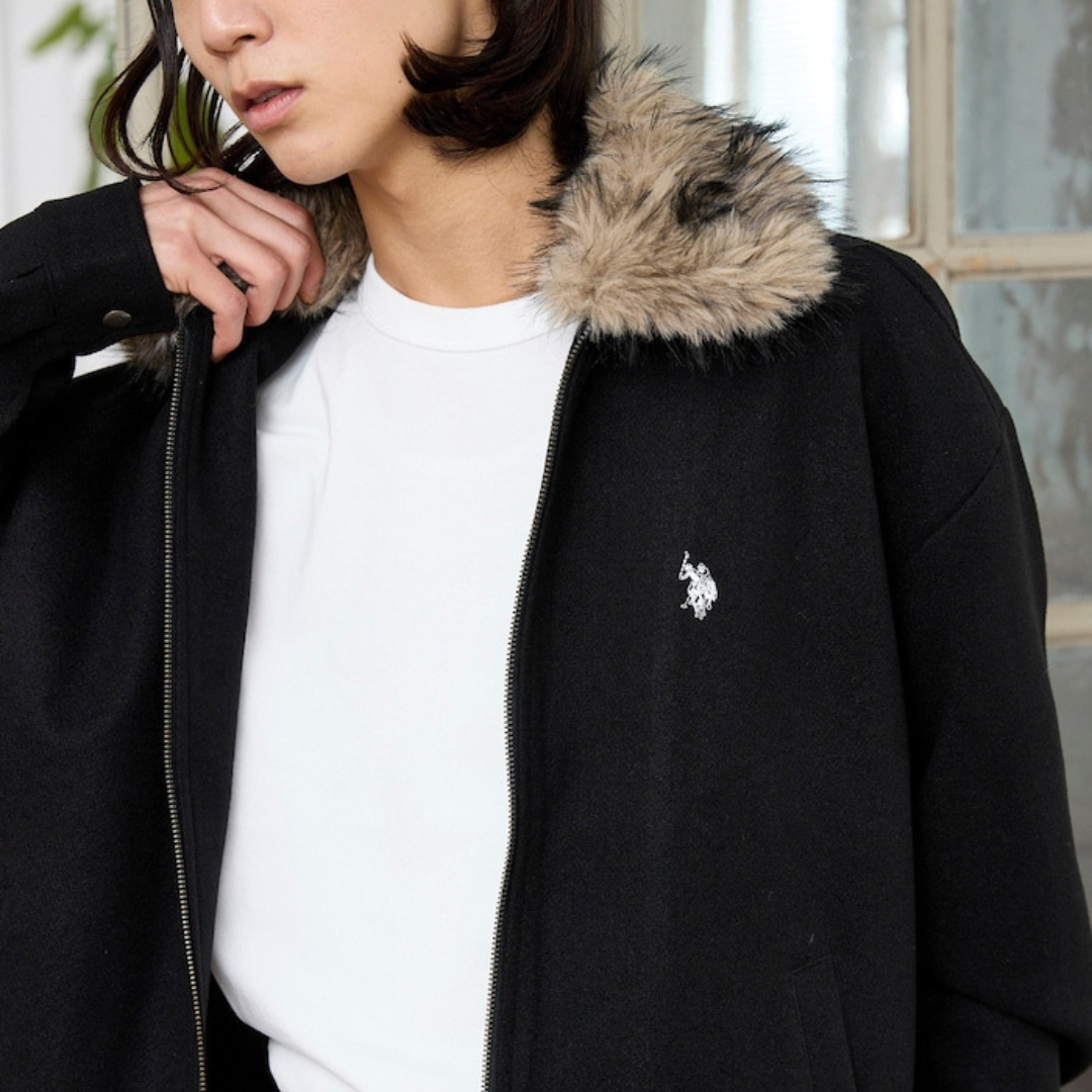 US POLO ASSN. × PUBLUX 可拆毛領 羊毛呢外套