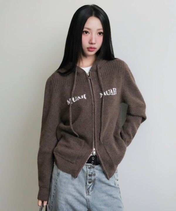 【18 OCT截單！限時優惠預訂】韓國MUAH MUAH JACQUARD KNIT HOOD ZIPUP（3色）