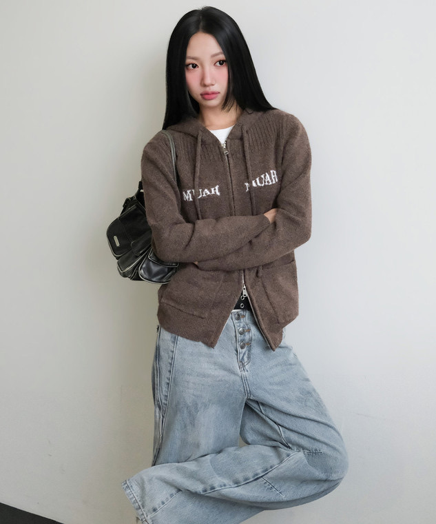 【18 OCT截單！限時優惠預訂】韓國MUAH MUAH JACQUARD KNIT HOOD ZIPUP（3色）