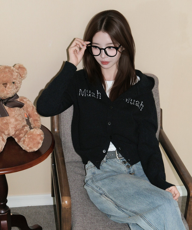 【18 OCT截單！限時優惠預訂】韓國MUAH MUAH EMBROIDERY KNIT HOOD CARDIGAN（2色）